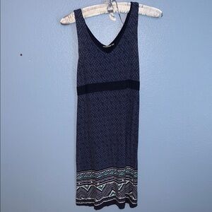 Athleta A-Line Dress Women's Medium Blue Geometric Modal Stretch Tie-Waist. B3